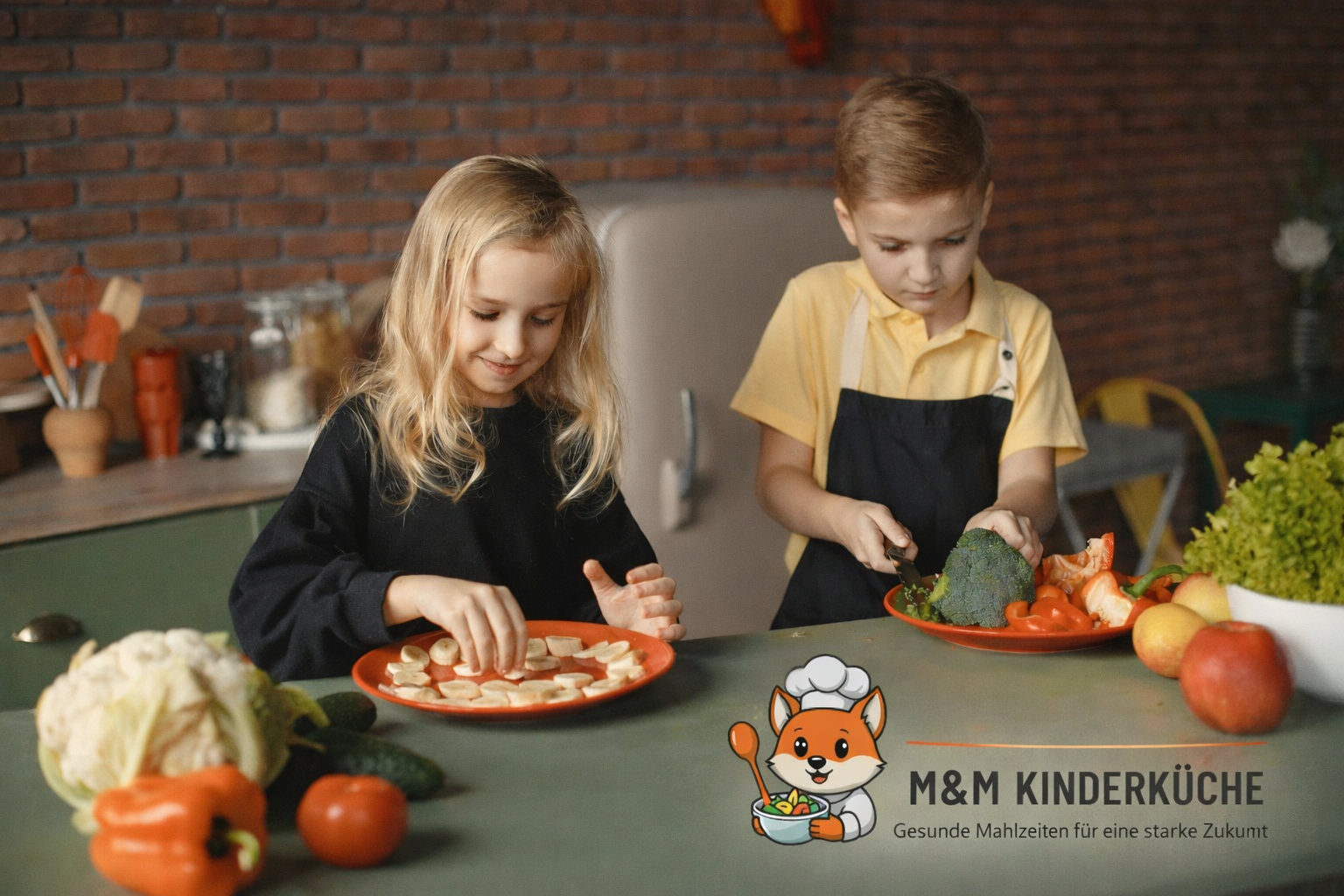 Kinder bereiten gesunde Mahlzeiten vor – Kindergarten Essen Lieferung in Wien mit frischen Zutaten