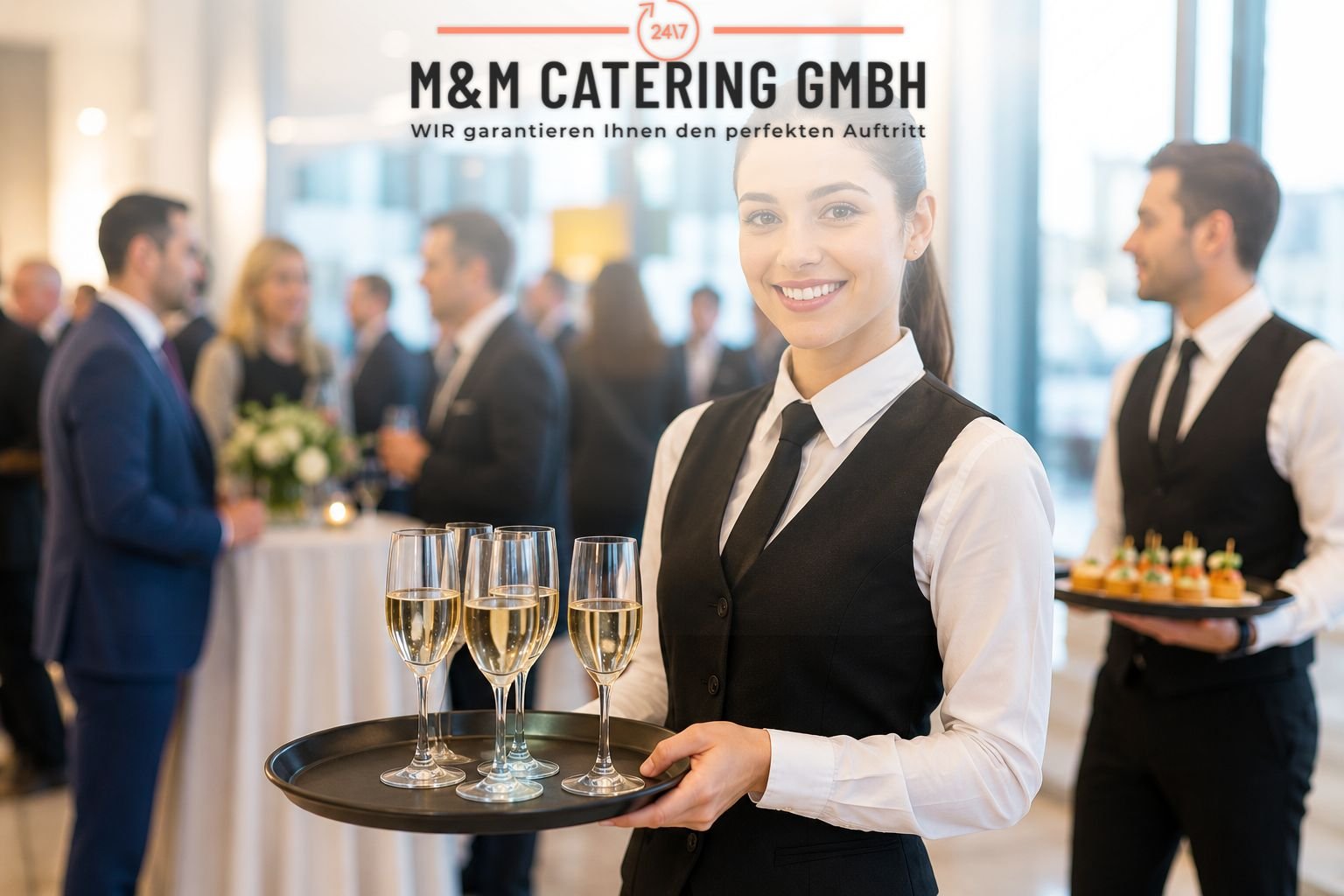 Professionelles Eventpersonal bei einer Firmenveranstaltung in Wien